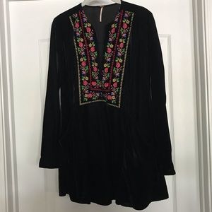 NWOT Free People embroidered velvet mini dress